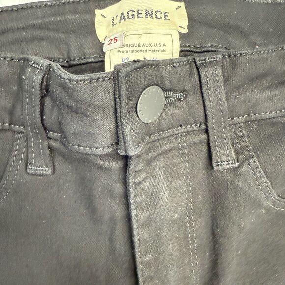 L'Agence Margot High Rise Skinny Jeans Black Rhinestone Tuxedo Side Stripe 25 - Picture 6 of 13